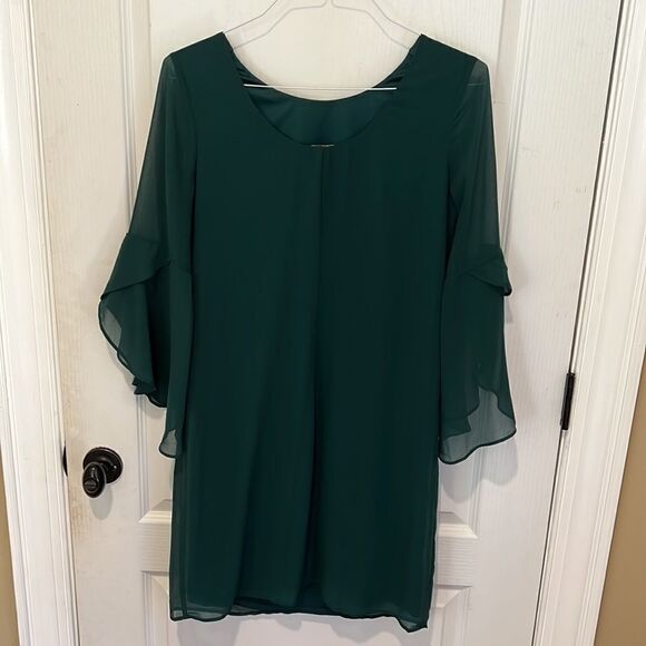 Thalia Sodi Green Sheer Decorative Sleeve Dress - Picture 7 of 7